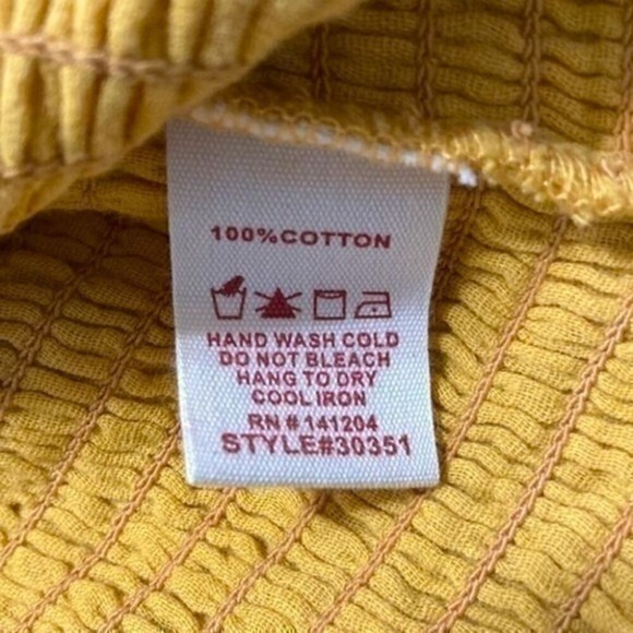 Hem & Thread Crop Top Womens Size Medium Yellow Short Puff Sleeves Blouse New - Picture 8 of 9